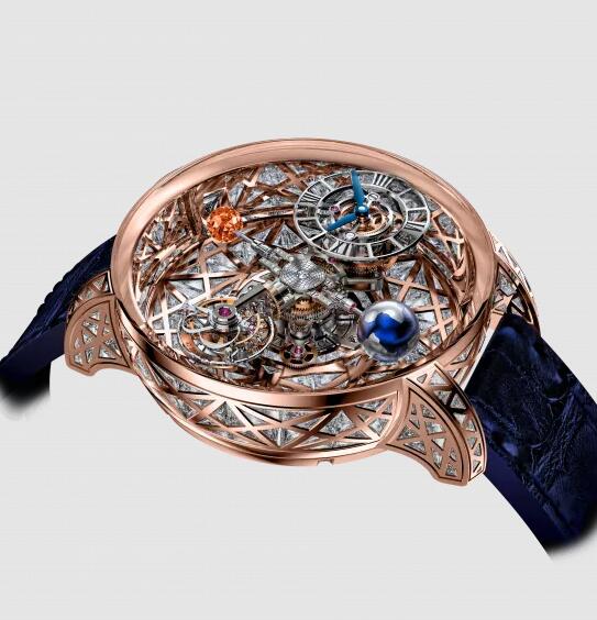 Jacob & Co ASTRONOMIA METEORITE TRIANGLE DIAMONDS ROSE GOLD ORANGE SAPPHIRE AT800.40.HD.UA.BBALA Replica watch
